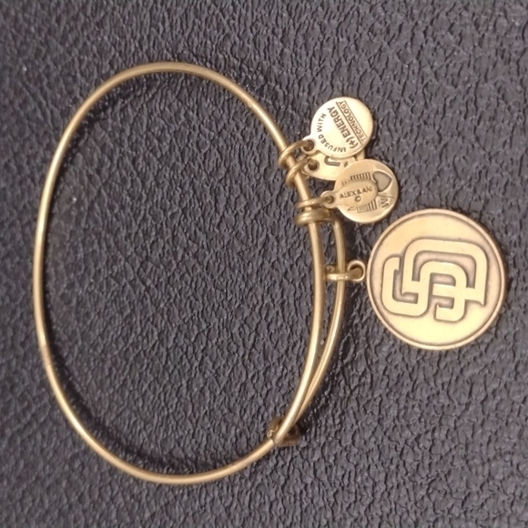 Alex and Ani Jewelry - Alex and Ani MLBP baseball SD San Diego gold charm bracelet adjustable Bangle